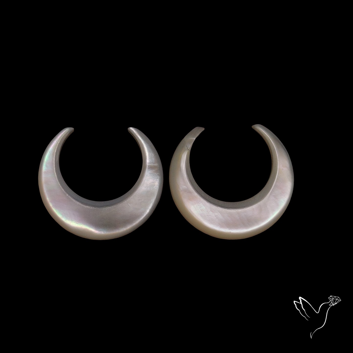 Buy Mother Of Pearl Horn Crescents Pair White N46744 Online at GemstonesForSale