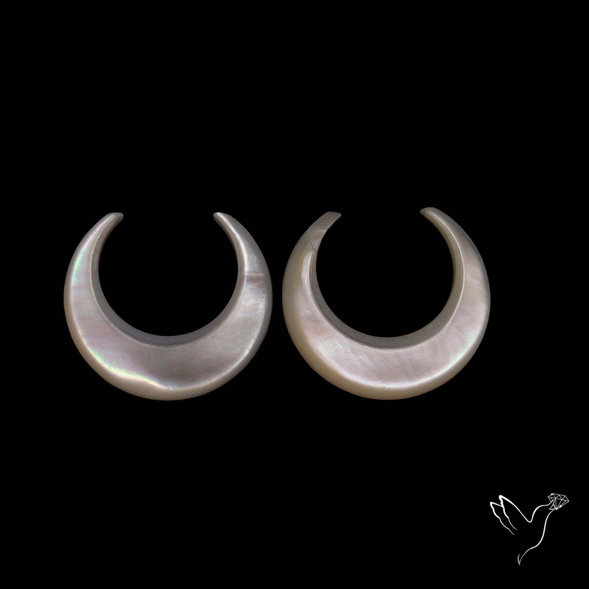 Buy Mother Of Pearl Horn Crescents Pair White N46744 Online at GemstonesForSale