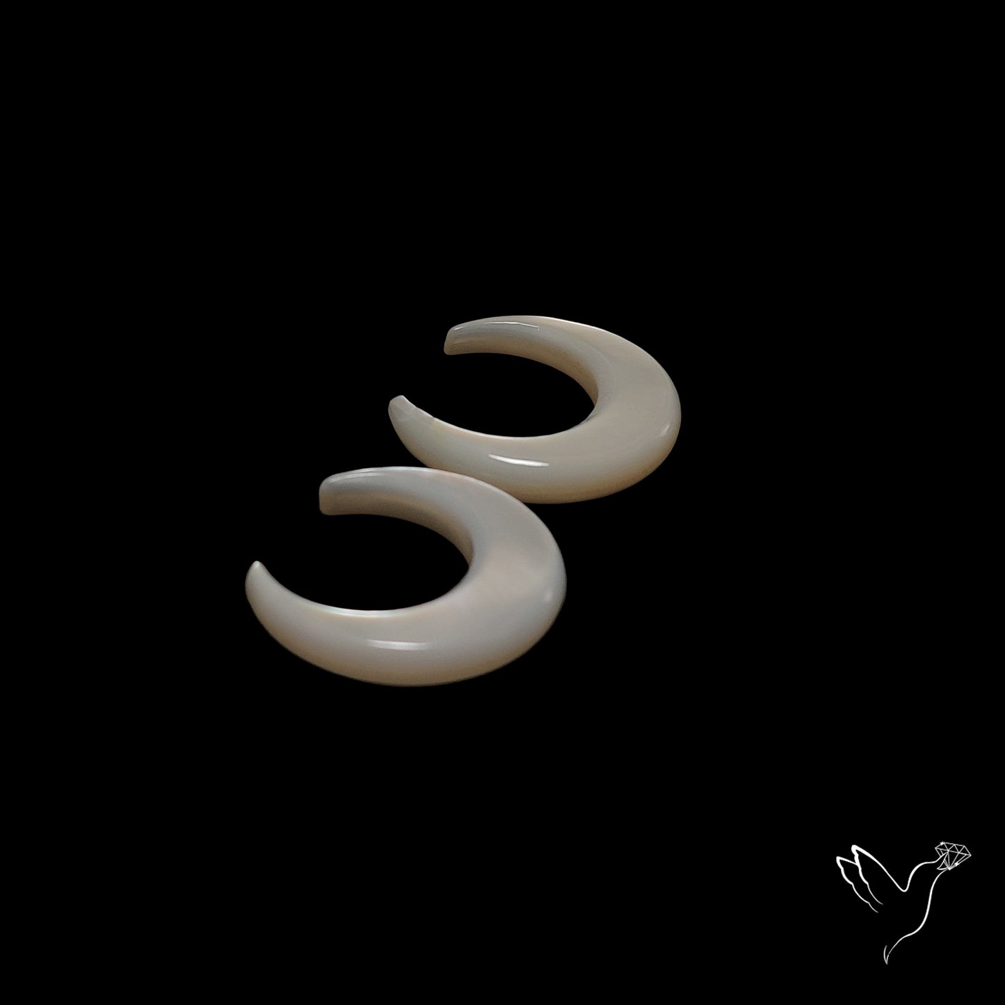Mother Of Pearl Horn Crescents Pair White
