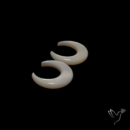Mother Of Pearl Horn Crescents Pair White