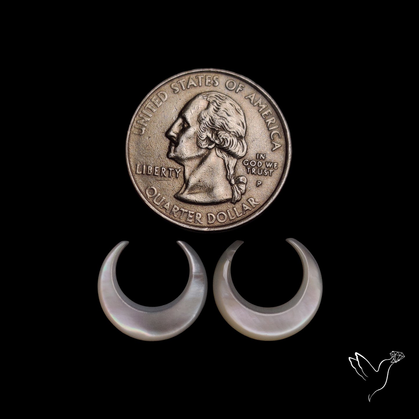 Mother Of Pearl Horn Crescents Pair White
