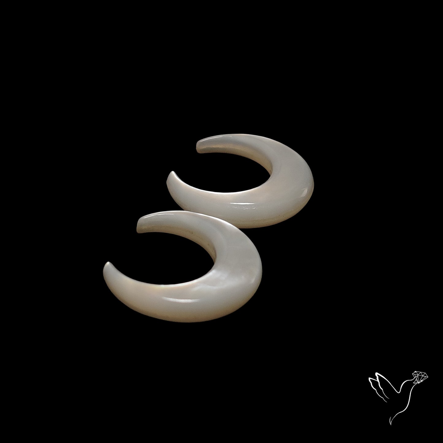 Mother Of Pearl Horn Crescents Pair White