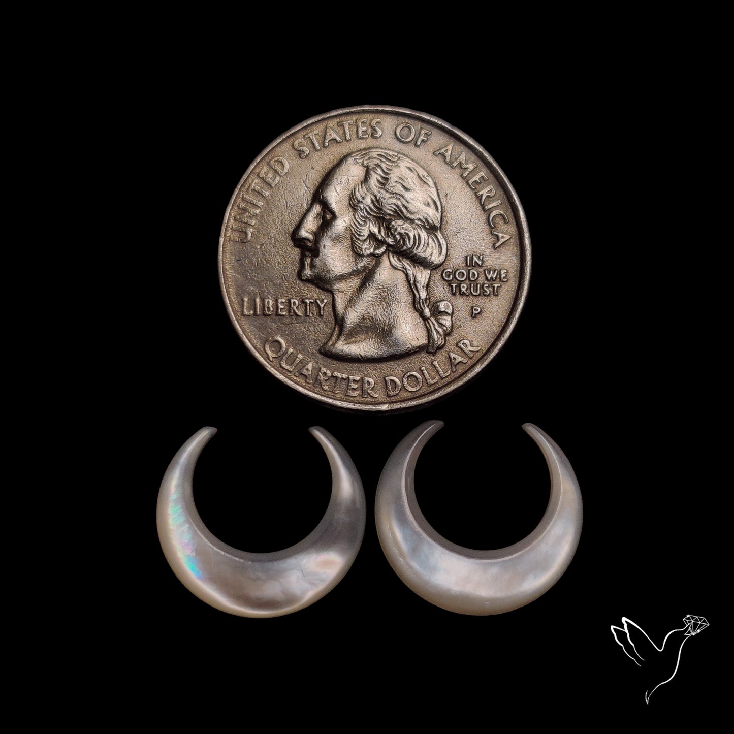 Mother Of Pearl Horn Crescents Pair White