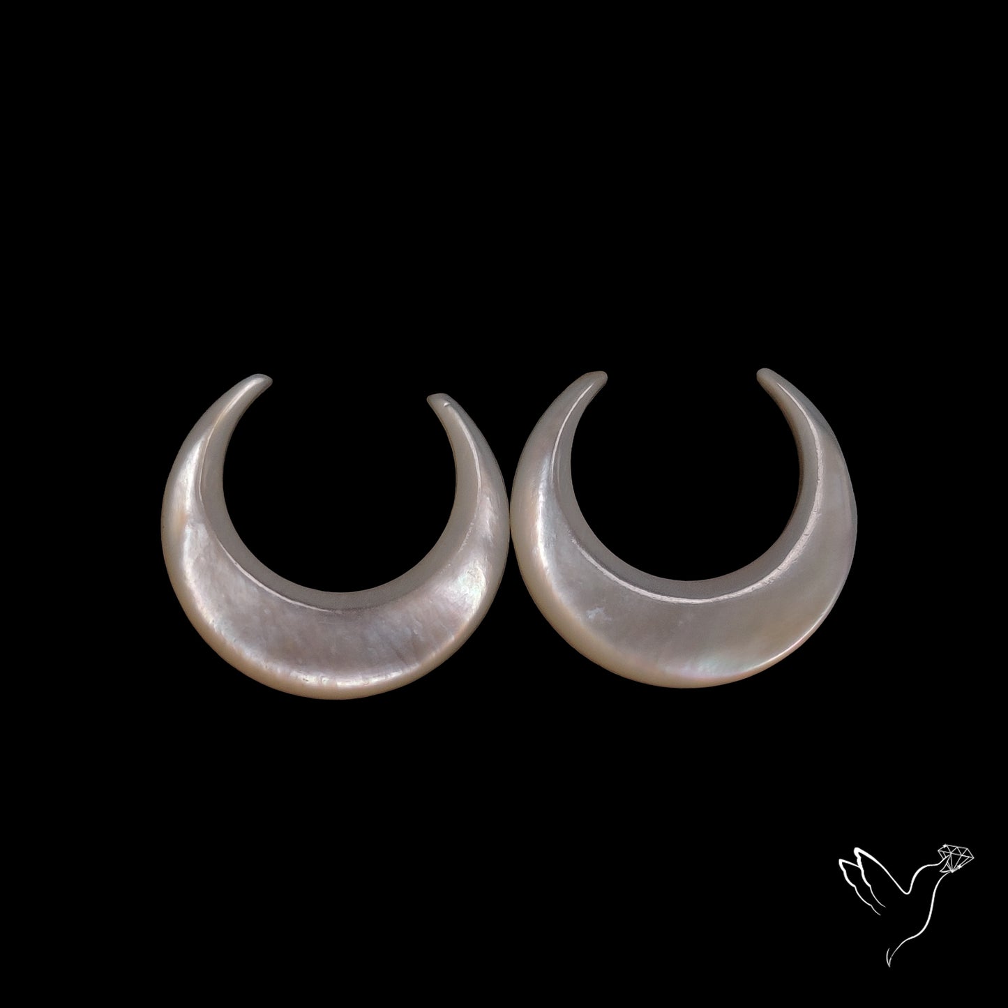 Buy Mother Of Pearl Horn Crescents Pair White N46746 Online at GemstonesForSale
