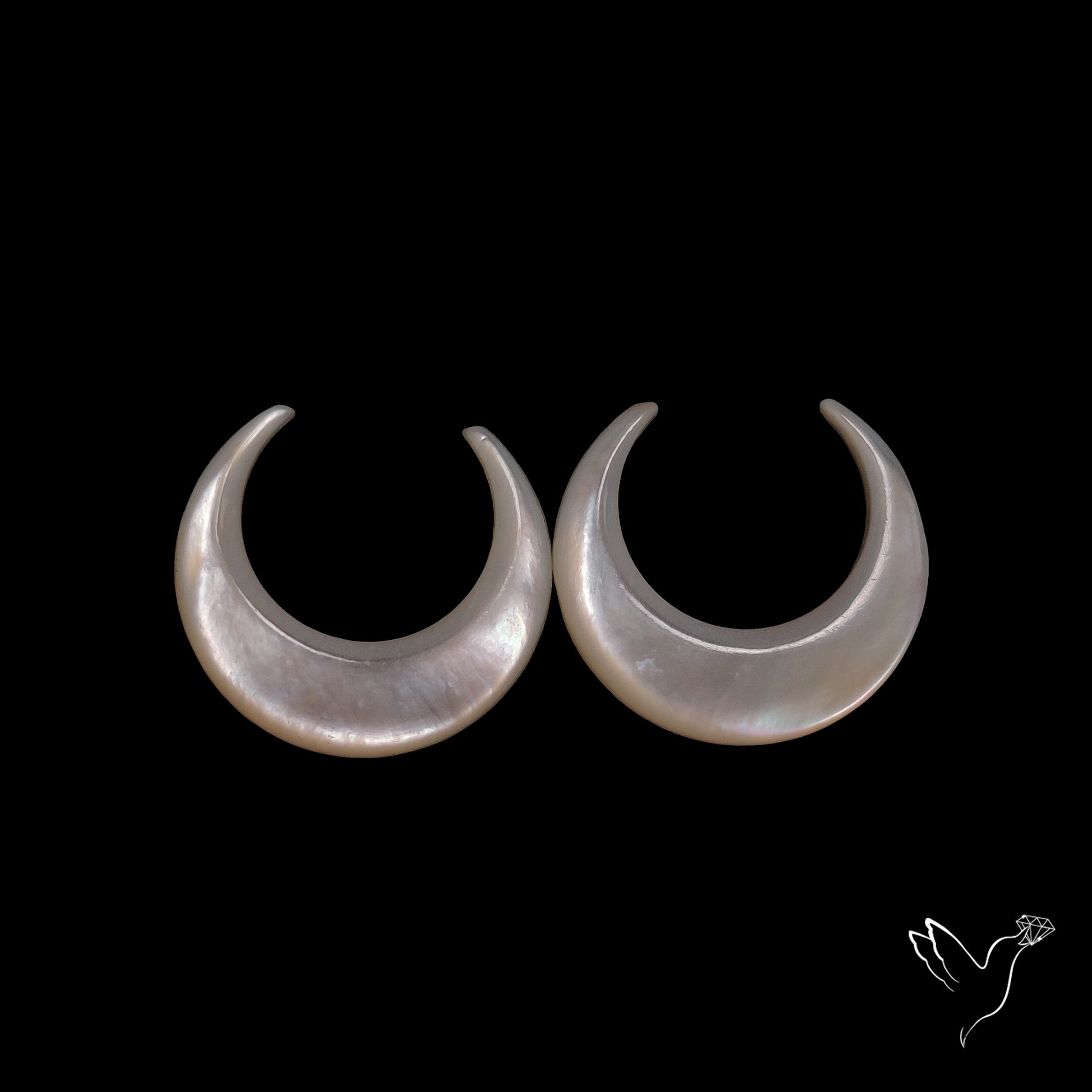 Buy Mother Of Pearl Horn Crescents Pair White N46746 Online at GemstonesForSale