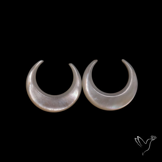 Buy Mother Of Pearl Horn Crescents Pair White N46746 Online at GemstonesForSale