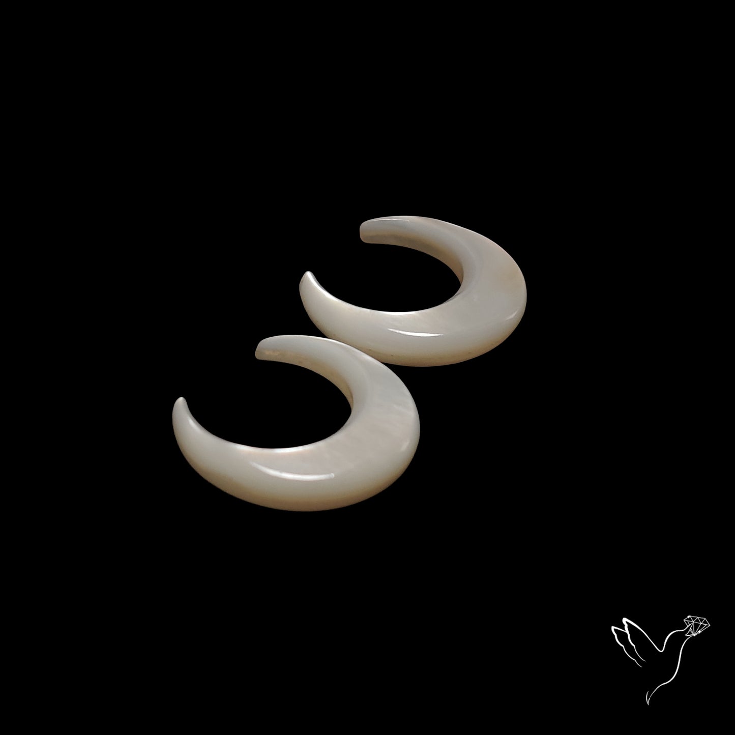 Mother Of Pearl Horn Crescents Pair White