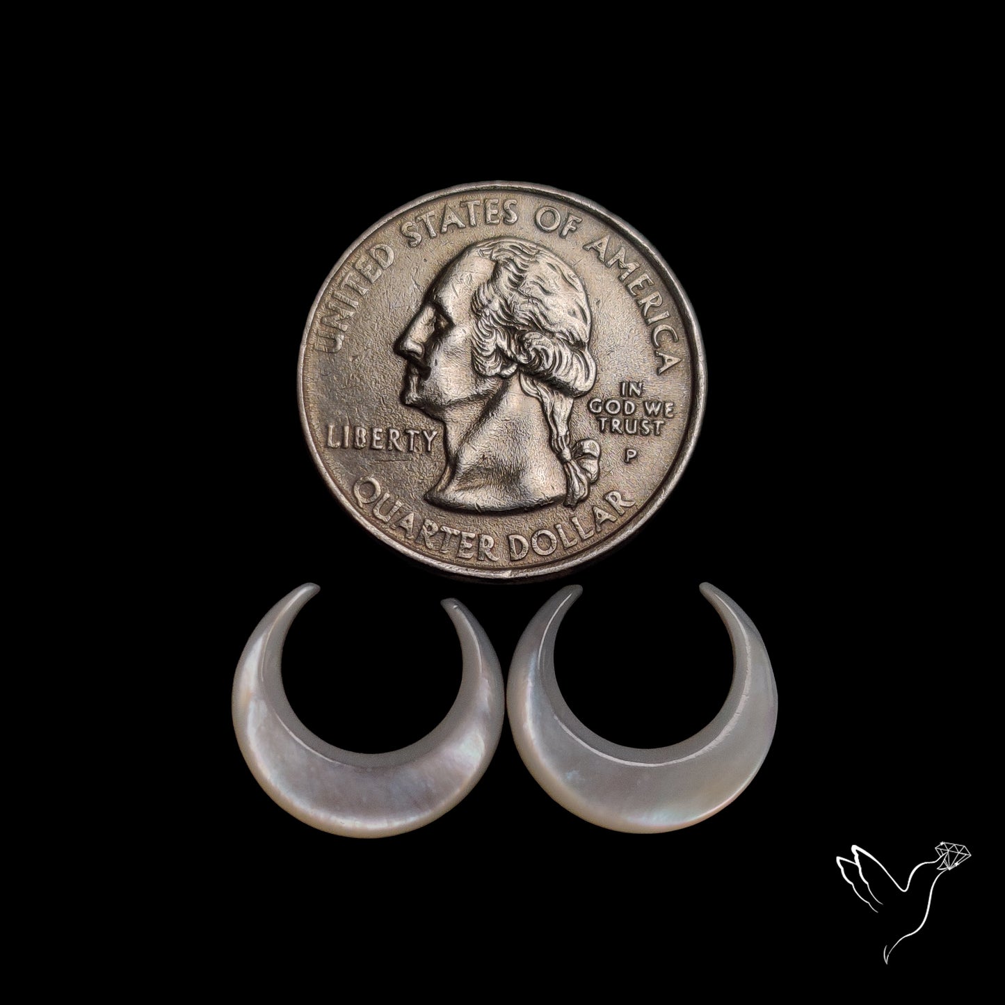 Mother Of Pearl Horn Crescents Pair White
