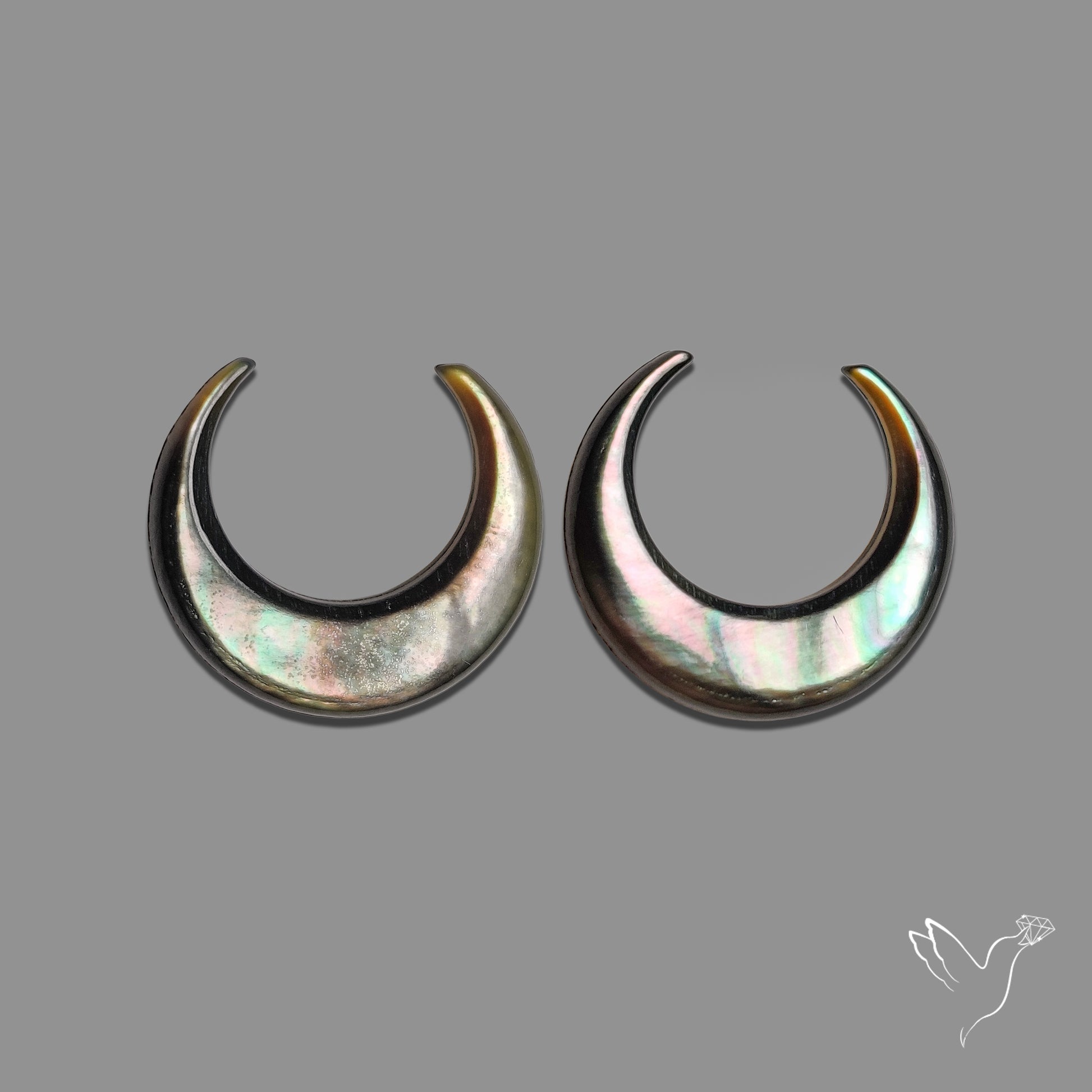 Buy Tahitian Black Mother Of Pearl Crescents Pair N46747 Online at GemstonesForSale