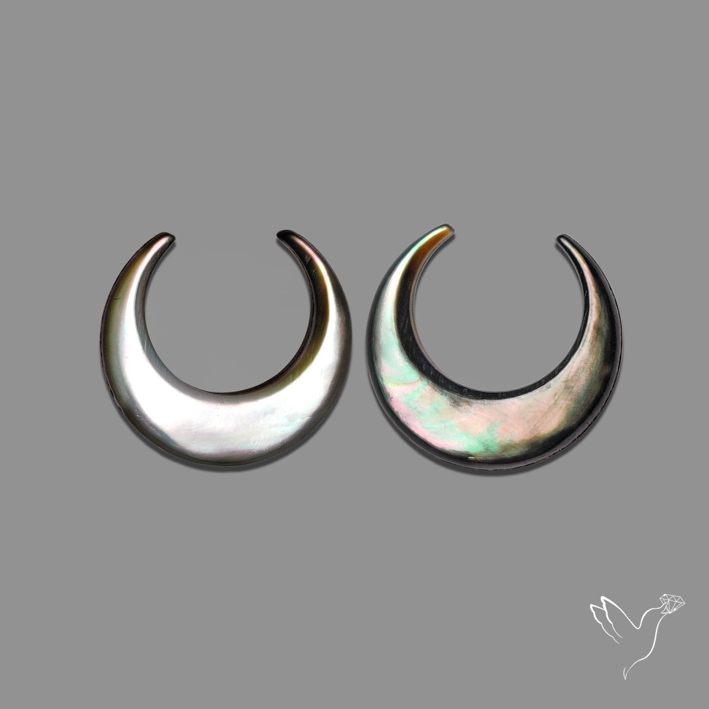 Buy Tahitian Black Mother Of Pearl Crescents Pair N46748 Online at GemstonesForSale
