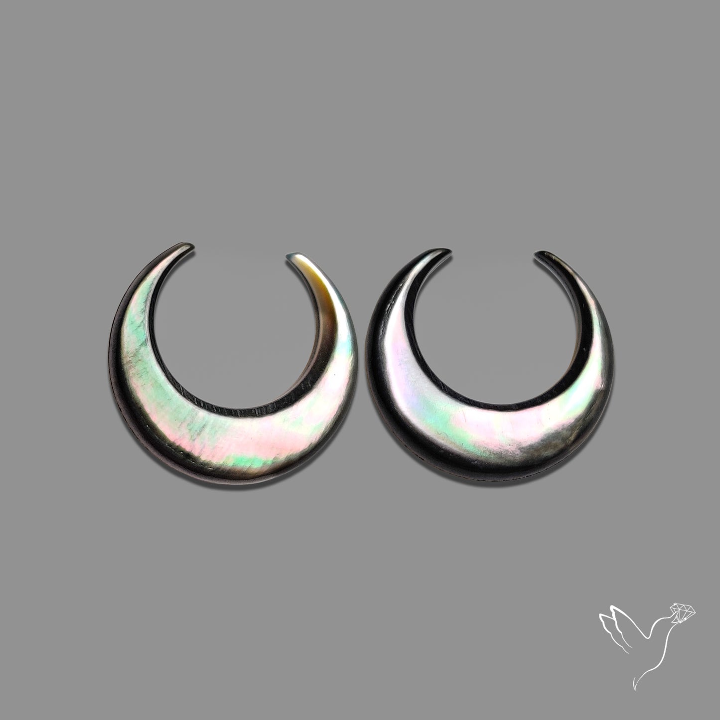 Buy Tahitian Black Mother Of Pearl Crescents Pair N46749 Online at GemstonesForSale