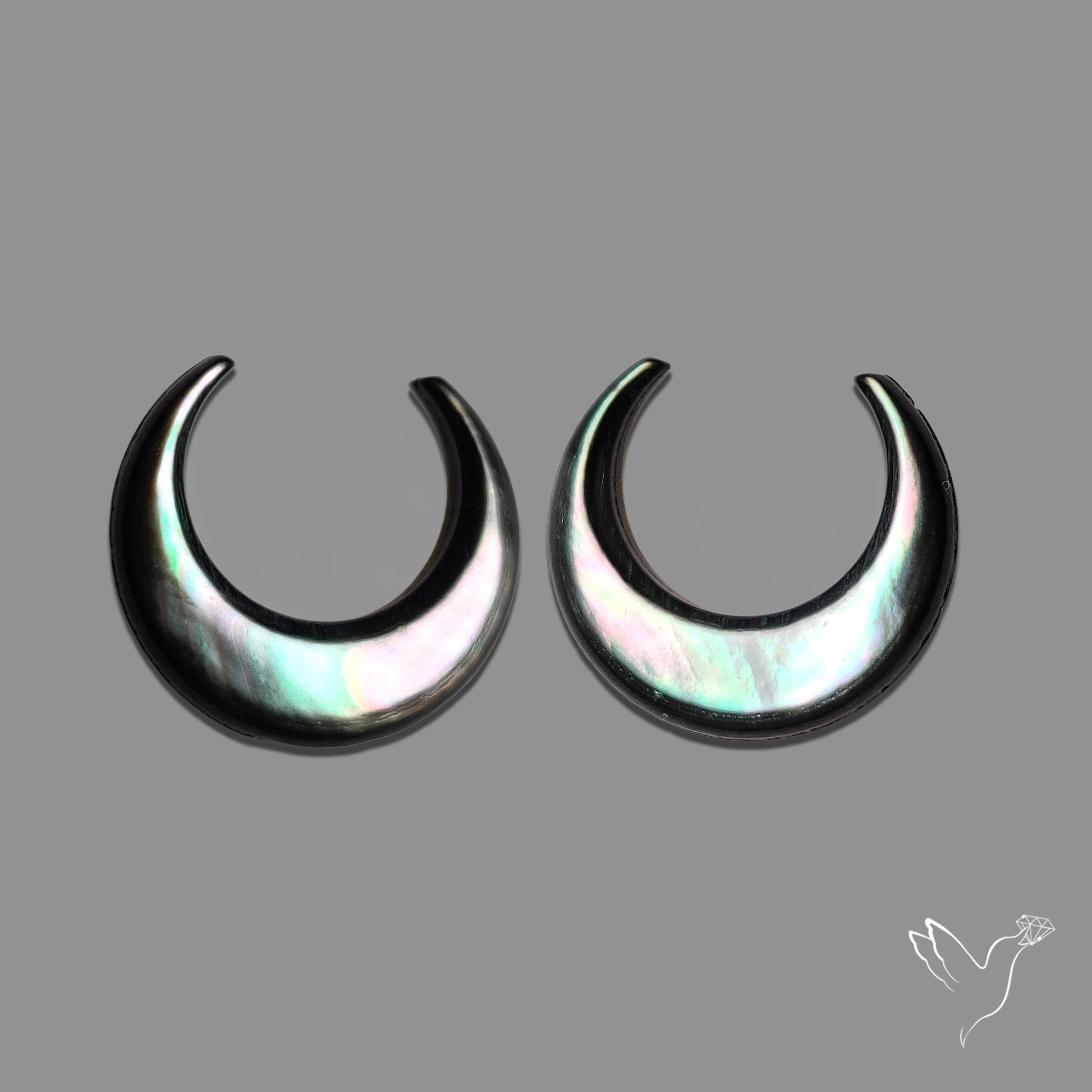 Buy Tahitian Black Mother Of Pearl Crescents Pair N46751 Online at GemstonesForSale
