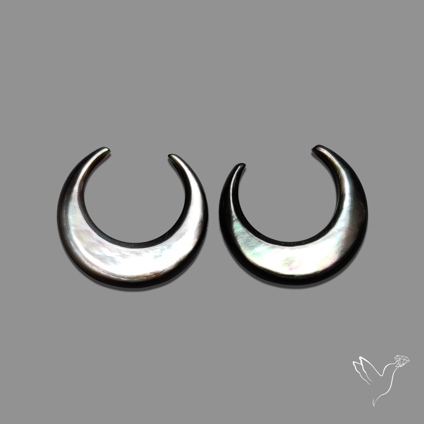 Buy Tahitian Black Mother Of Pearl Crescents Pair N46752 Online at GemstonesForSale