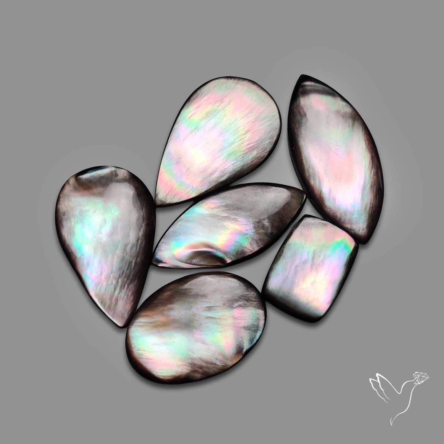 Buy Rainbow Tahitian Black Mother Of Pearl Cabochons Lot N46761 Online at GemstonesForSale