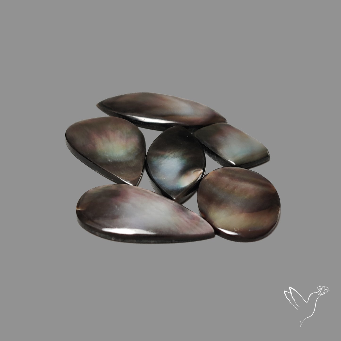 Rainbow Tahitian Black Mother Of Pearl Cabochons Lot
