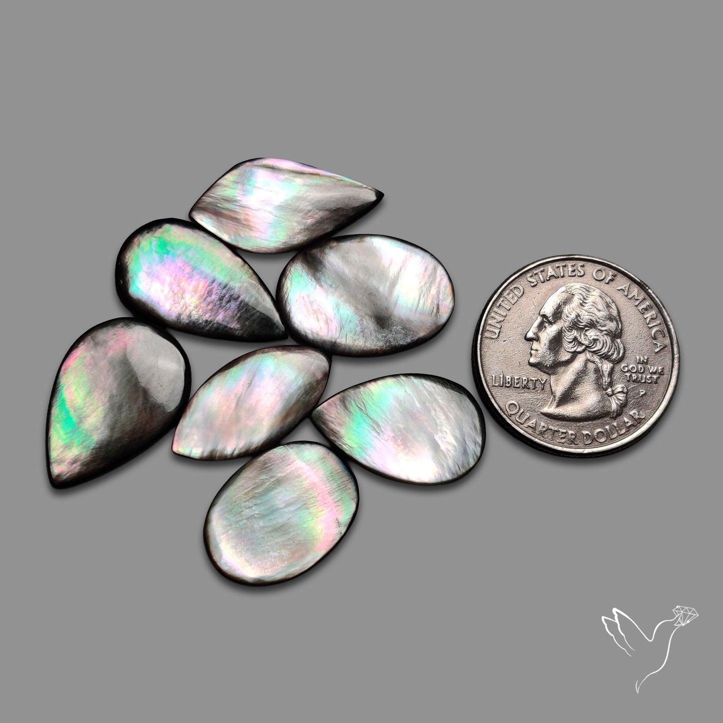Rainbow Tahitian Black Mother Of Pearl Cabochons Lot