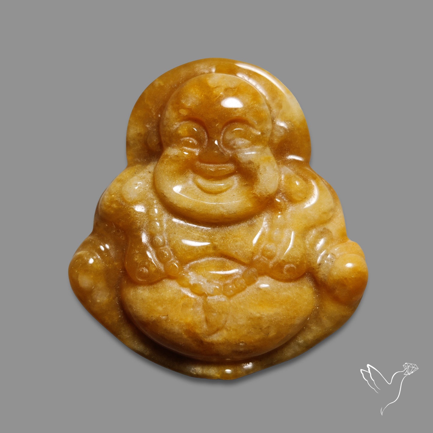 Yellow Jade Laughing Buddha Carving