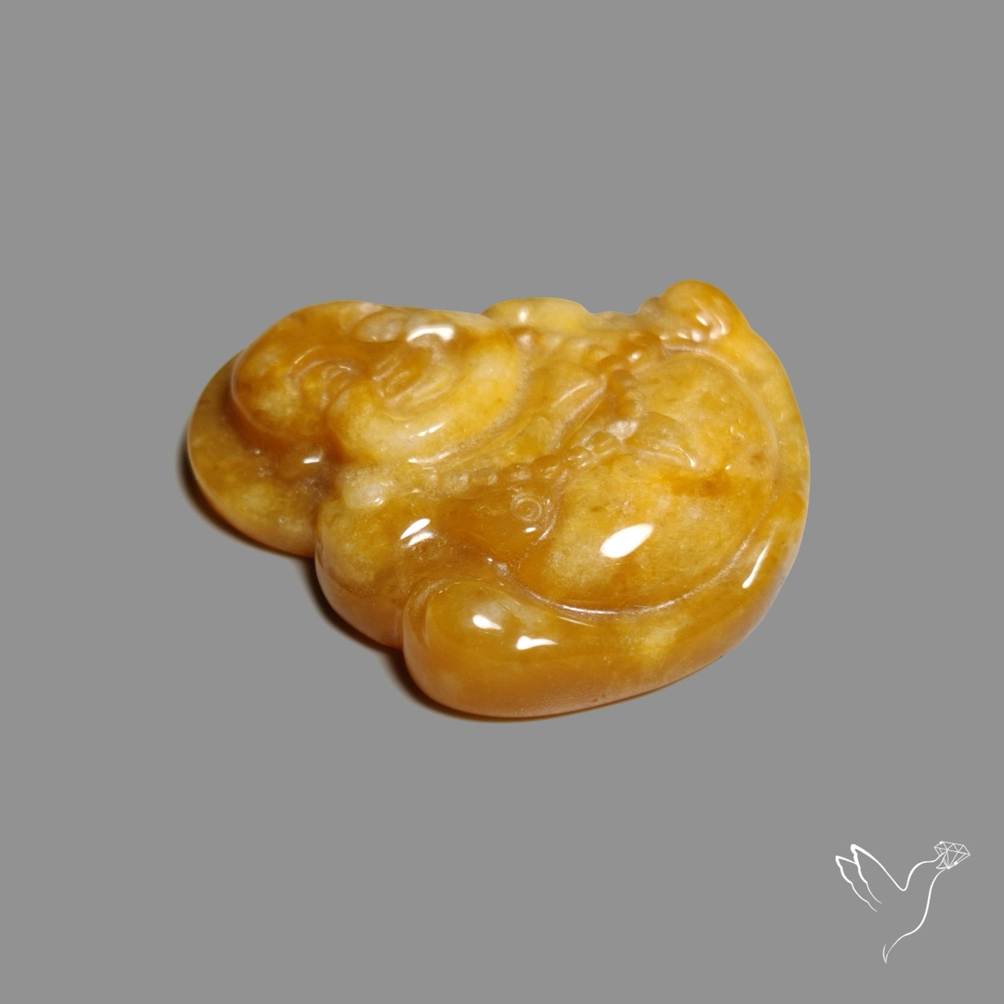 Yellow Jade Laughing Buddha Carving