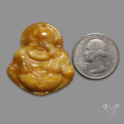 Yellow Jade Laughing Buddha Carving