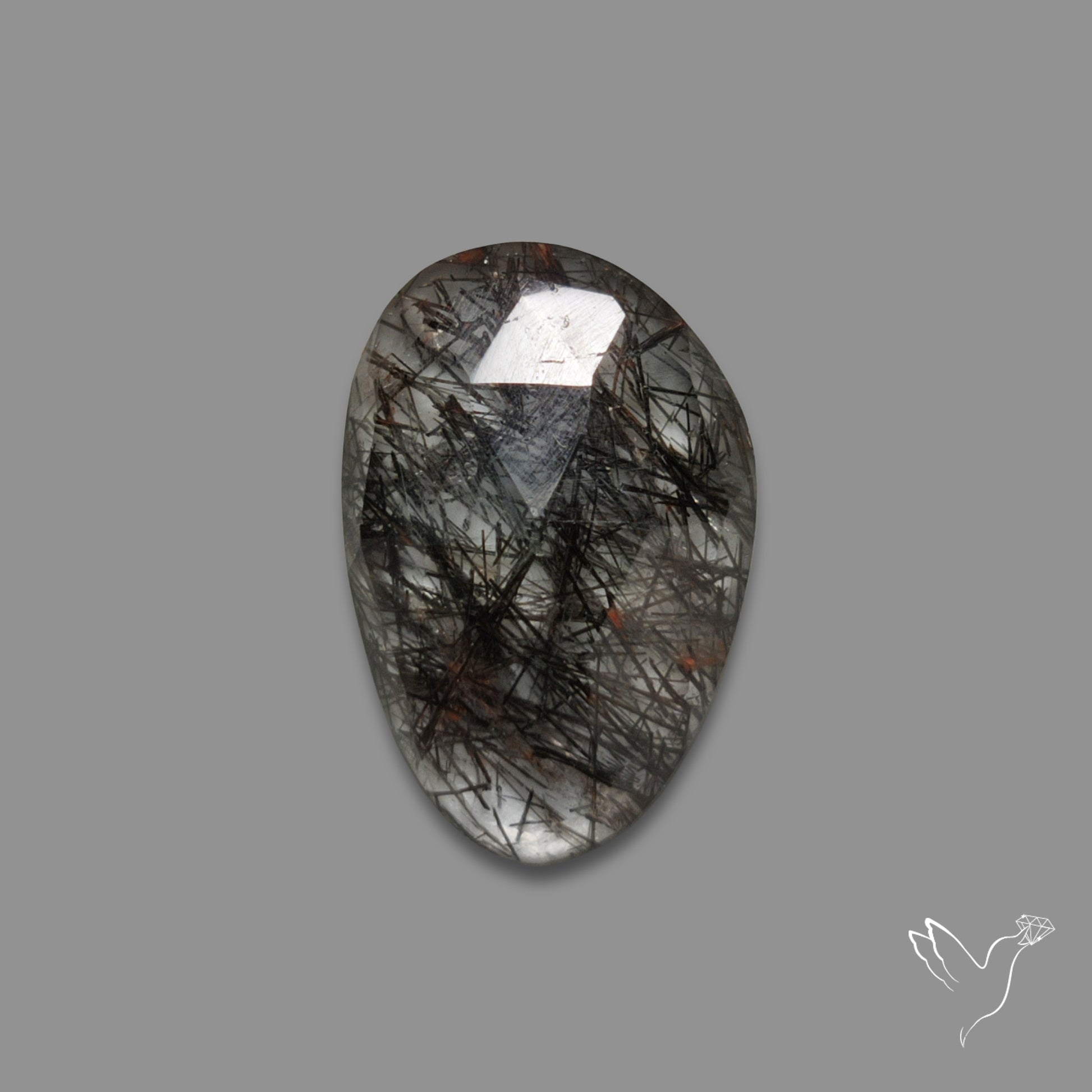 Rose Cut Black Tourmalinated Quartz