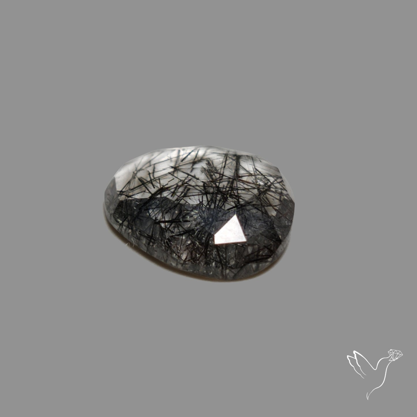 Rose Cut Black Tourmalinated Quartz