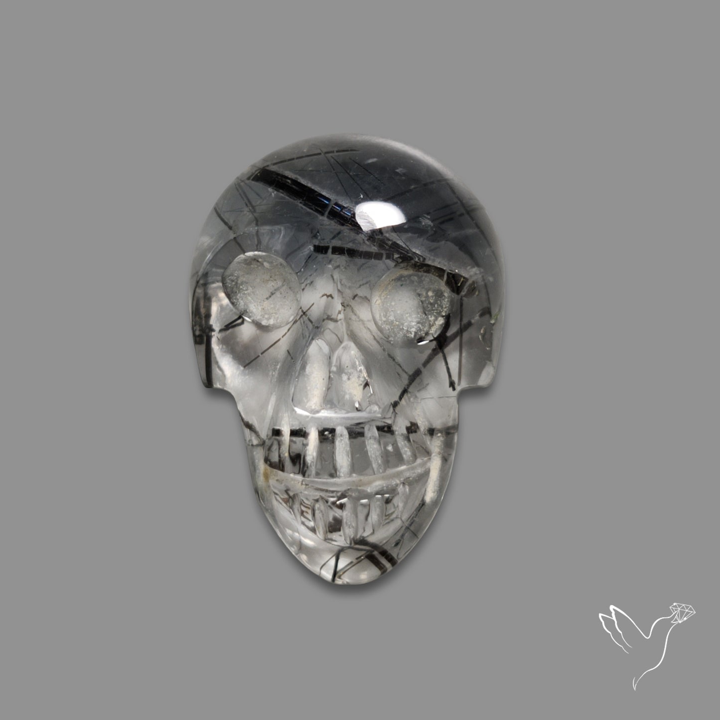 Black Tourmalinated Quartz Skelton Face