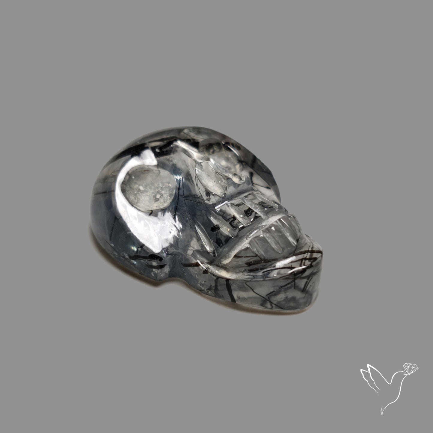Black Tourmalinated Quartz Skelton Face