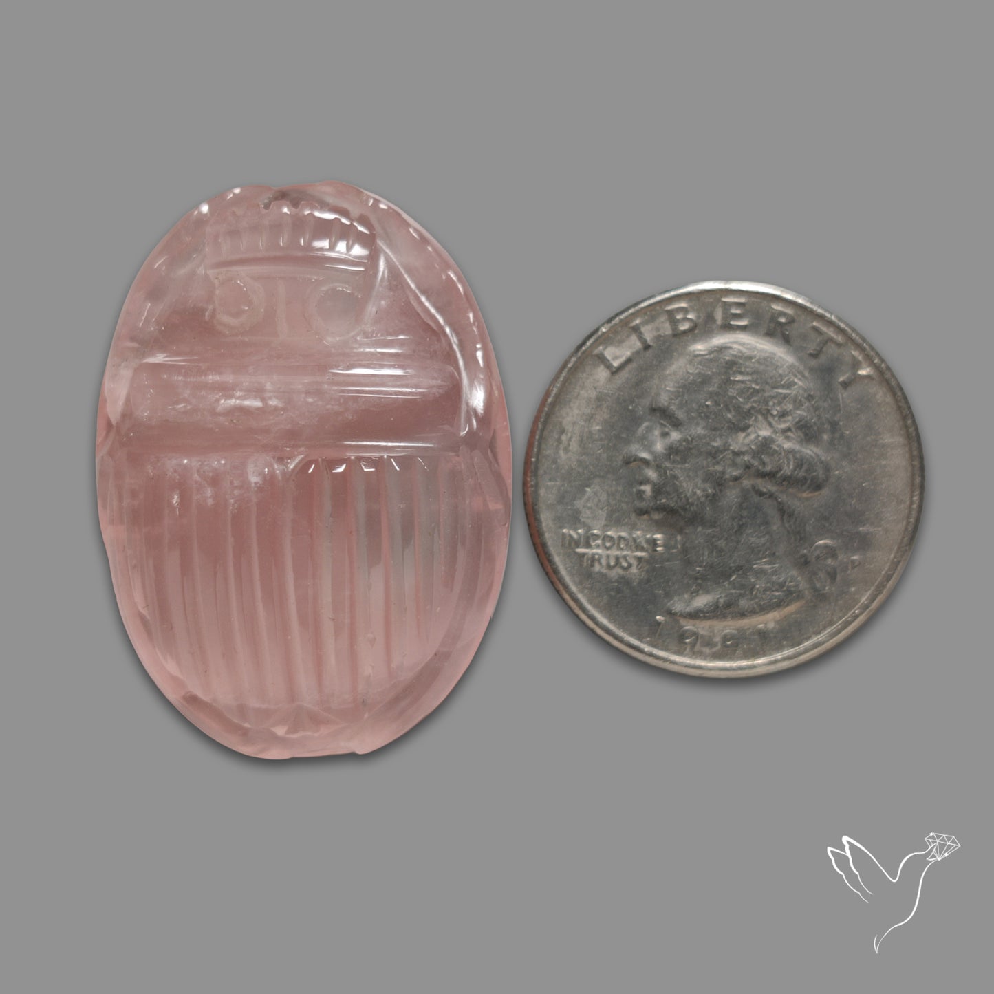 Rose Quartz Beetle Carving
