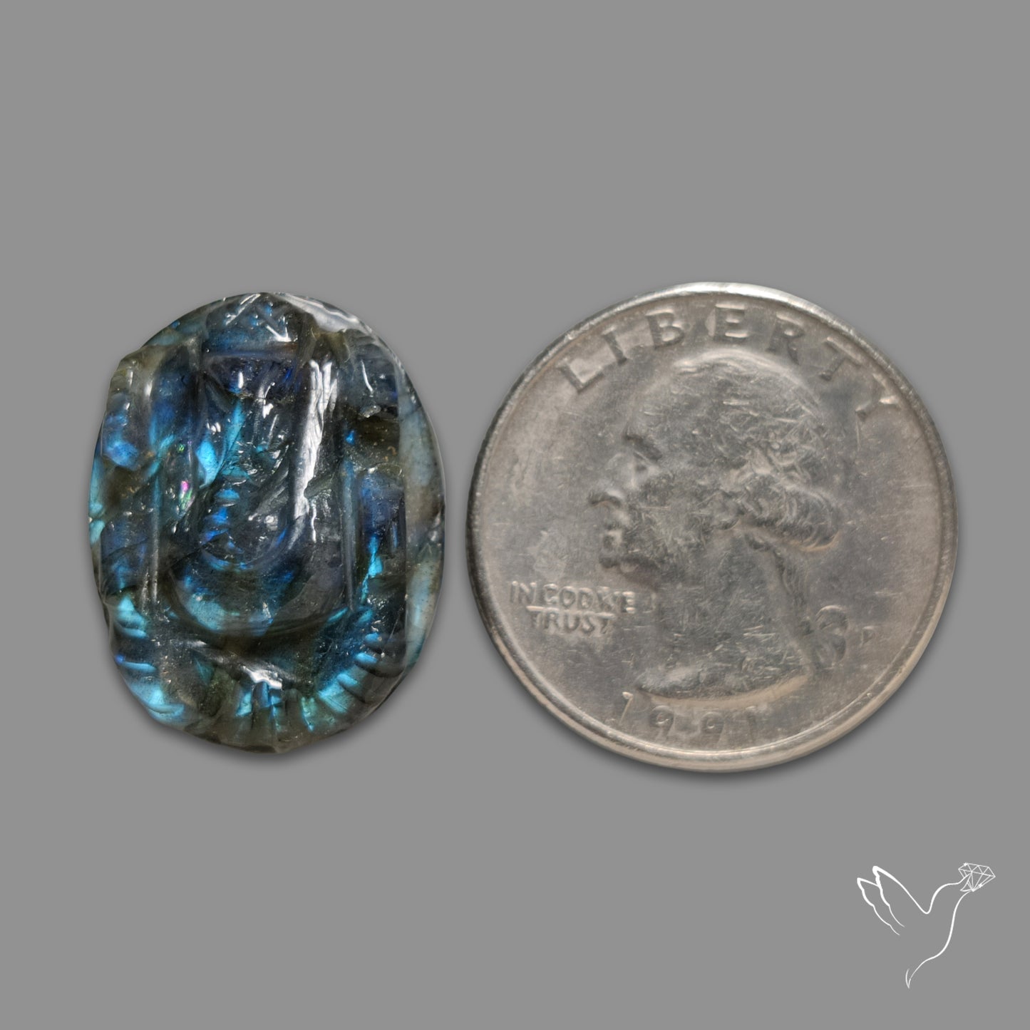 Blue Labradorite Ganesha Carving