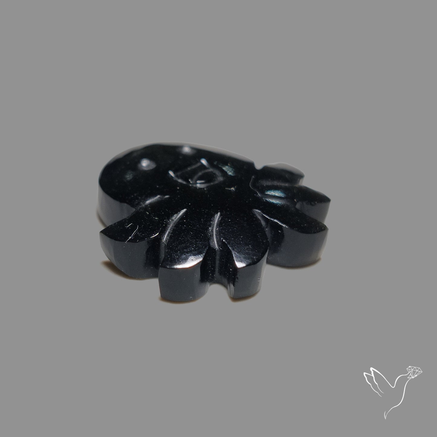 Silversheen Obsidian Happy Octopus Carving