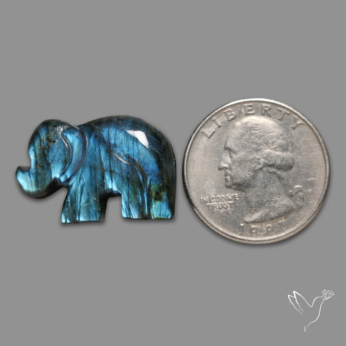 Blue Labradorite Elephant Carving