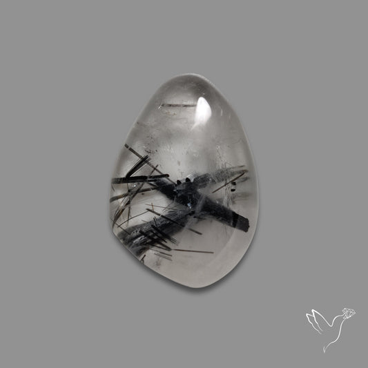 Black Tourmalinated Quartz Cabochon