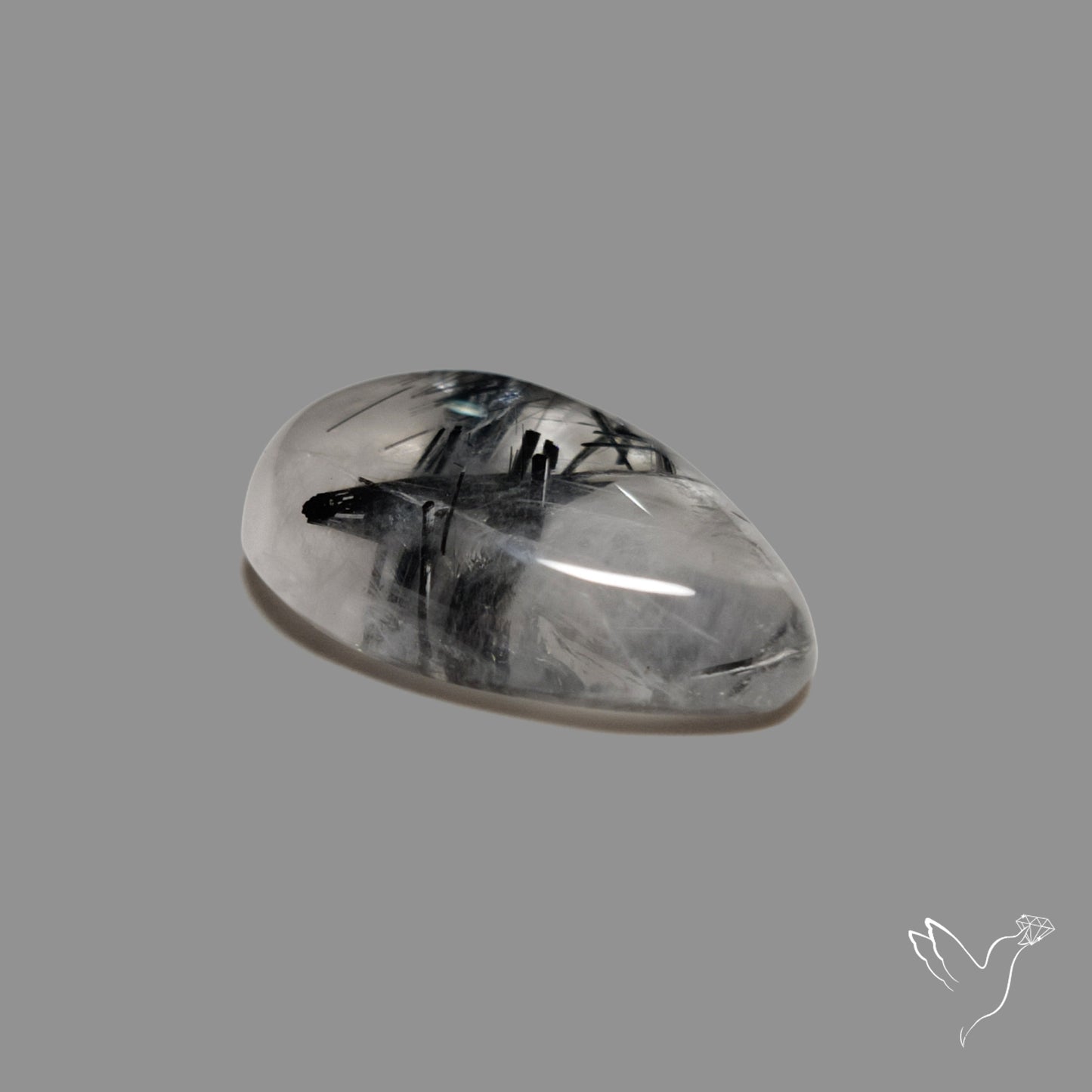 Black Tourmalinated Quartz Cabochon