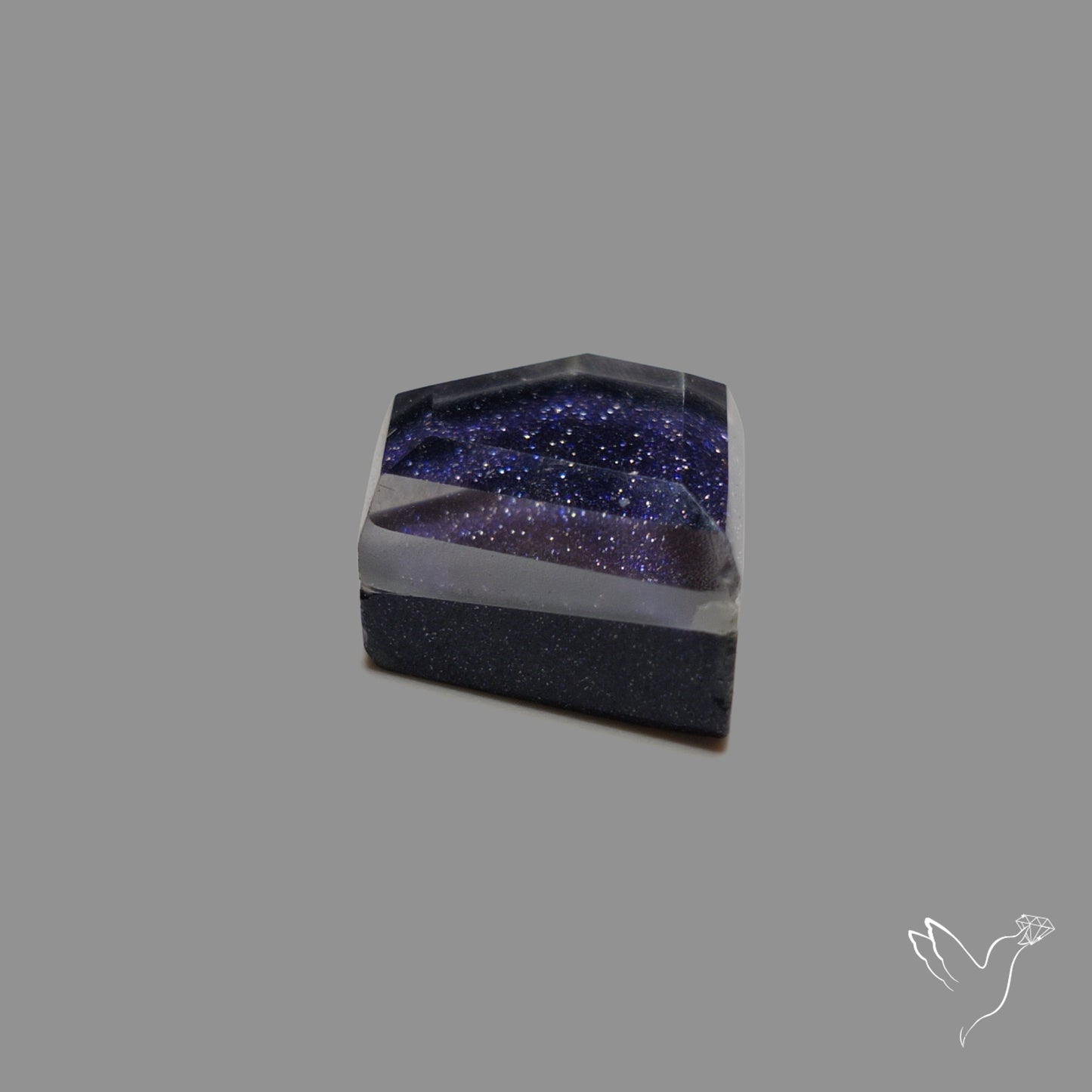 Step Cut Himalayan Quartz With Blue Goldstone Doublet