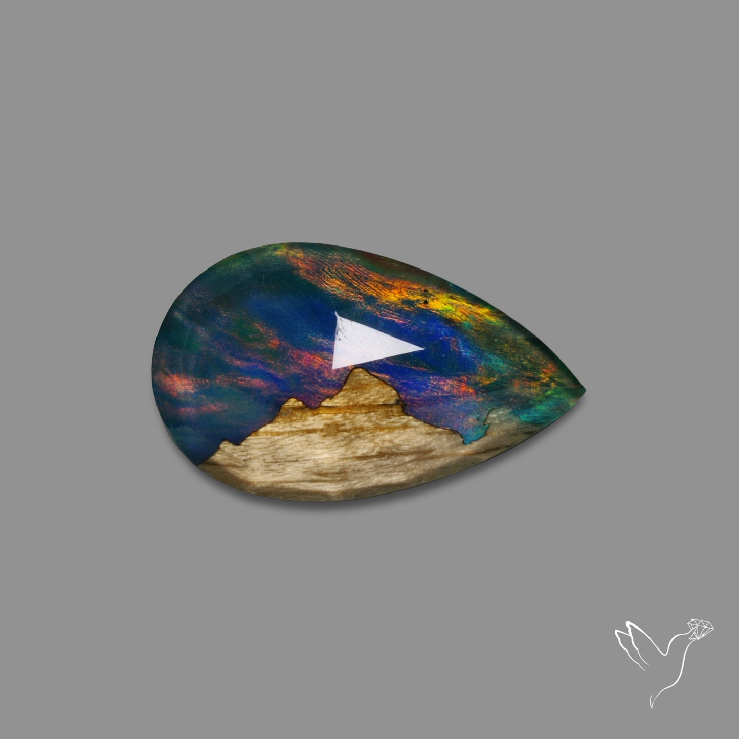 Mountain Inlay Rose Cut Aurora Opal Doublet