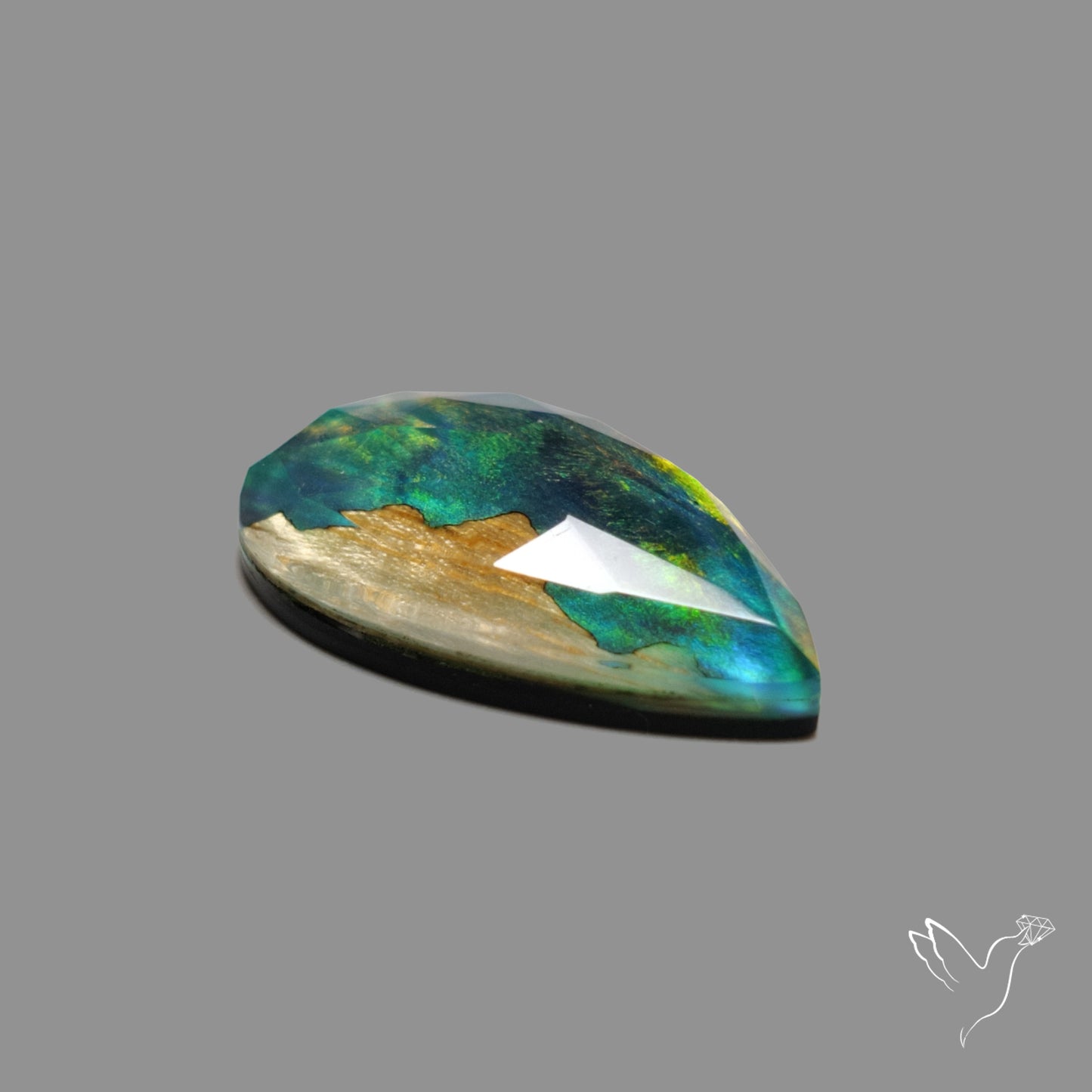 Mountain Inlay Rose Cut Aurora Opal Doublet