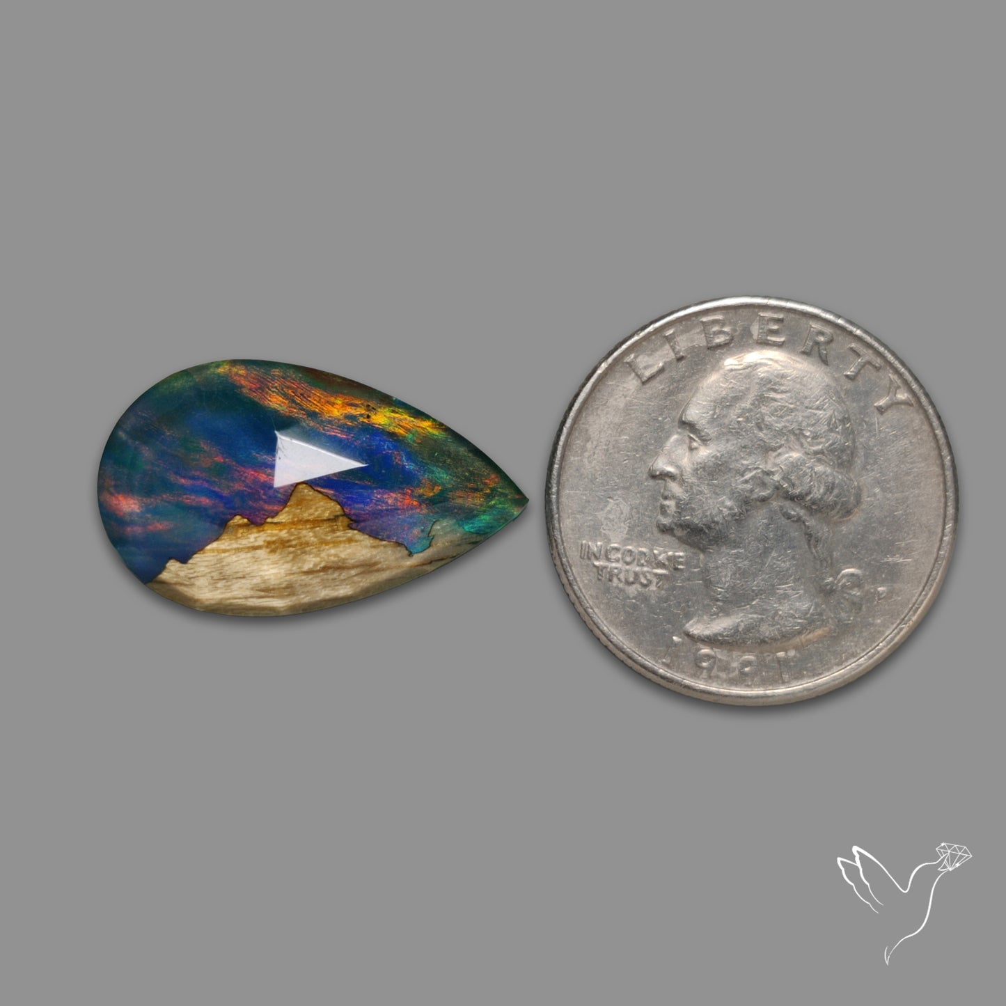 Mountain Inlay Rose Cut Aurora Opal Doublet