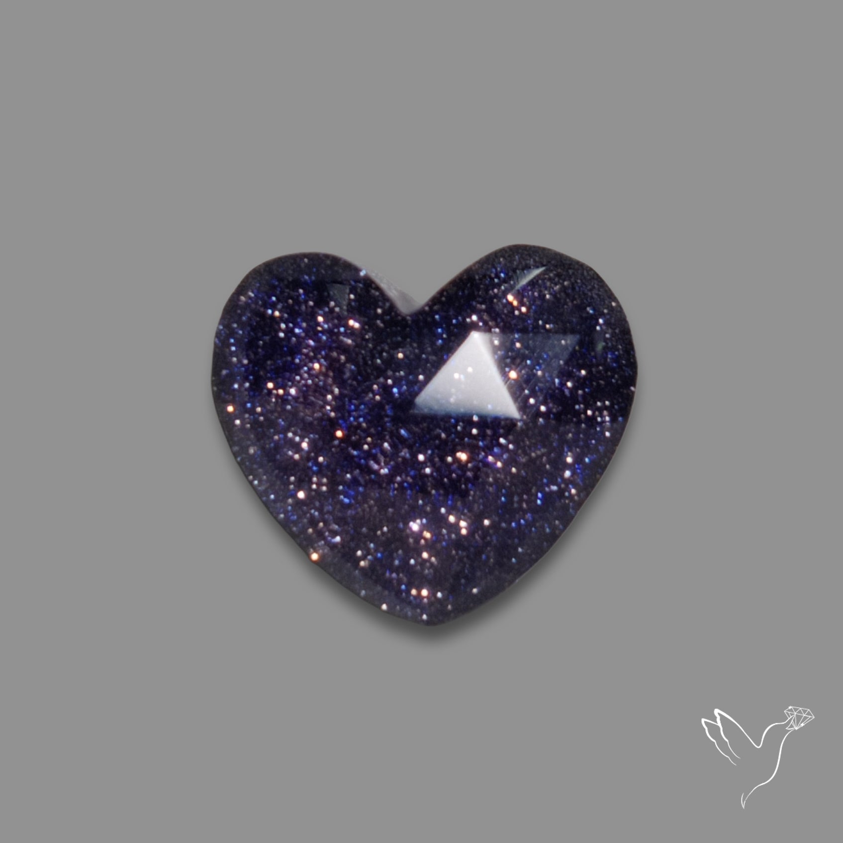 Rose Cut Himalayan Quartz With Blue Goldstone Doublet Heart