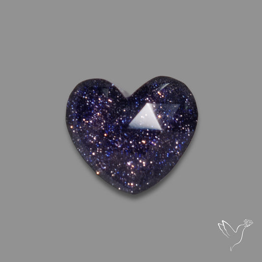 Rose Cut Himalayan Quartz With Blue Goldstone Doublet Heart