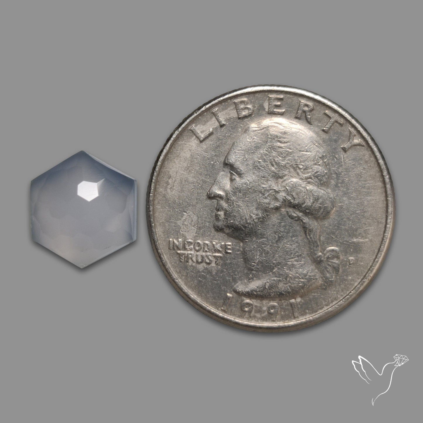 Honeycomb Cut Blue Chalcedony