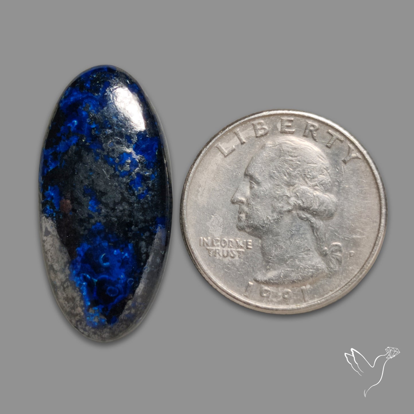Azurite Cabochon with Hematite