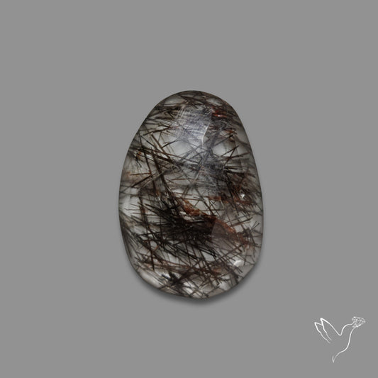 Rose Cut Sri Lankan Black Rutilated Quartz