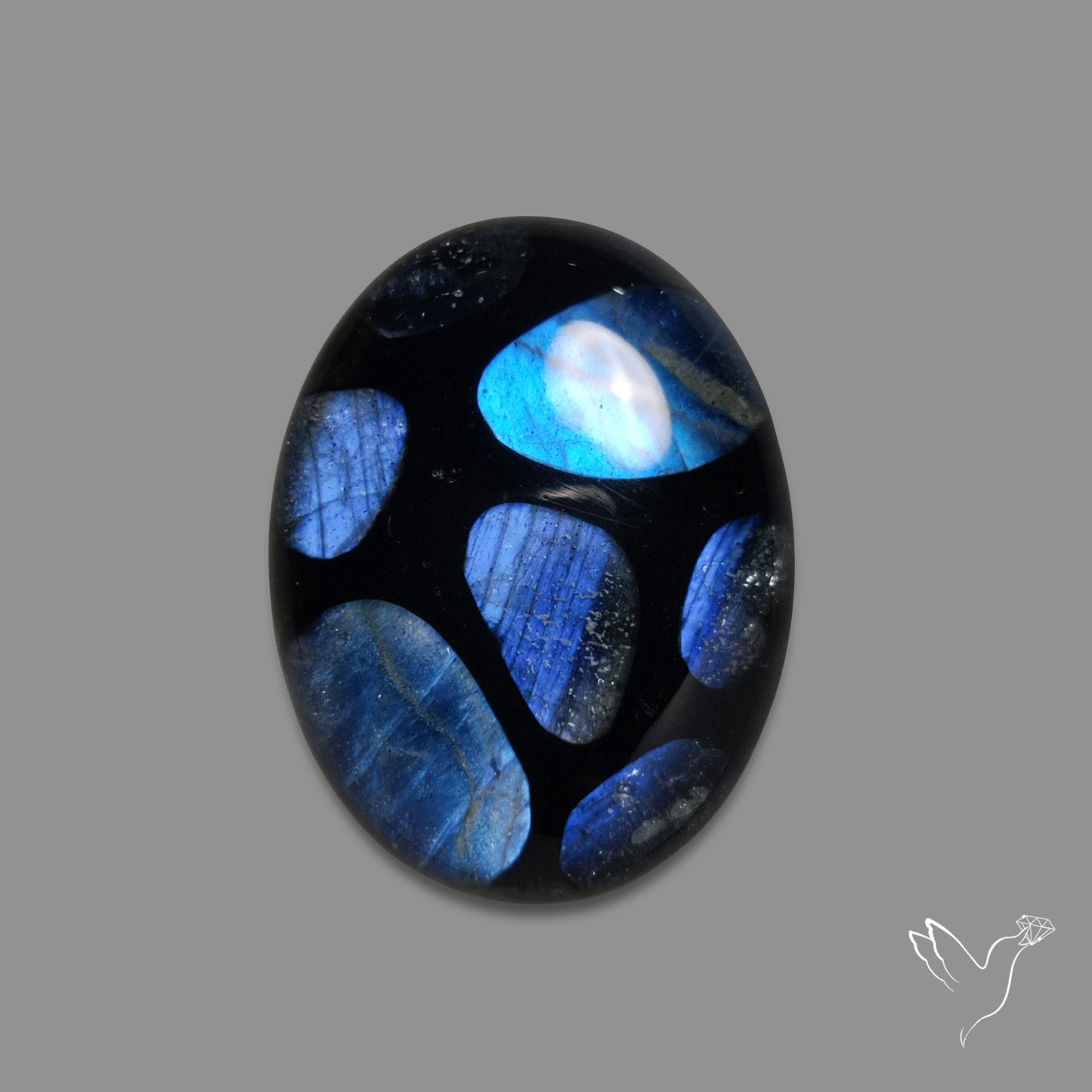 Blue Labradorite Inlay Black Onyx
