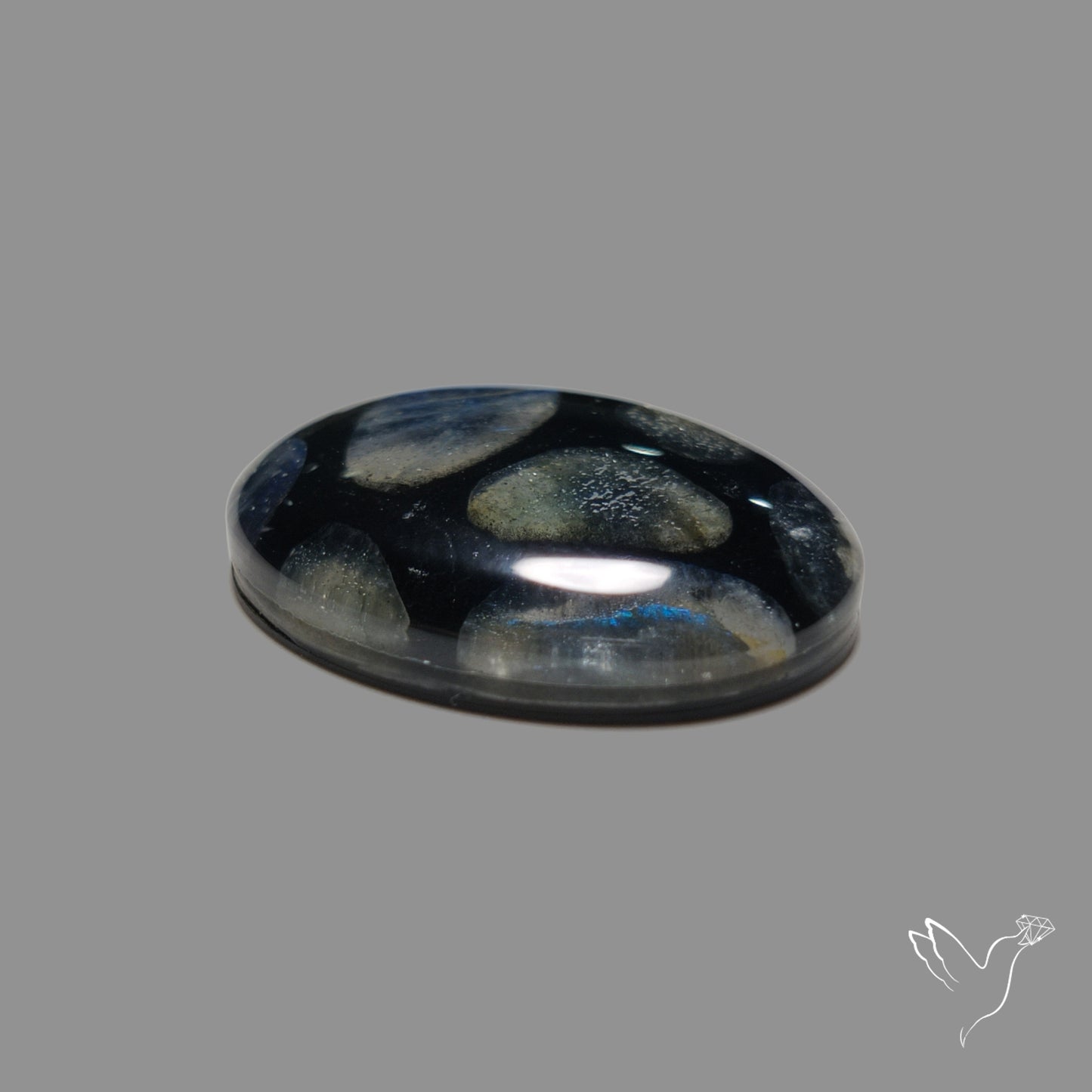Blue Labradorite Inlay Black Onyx