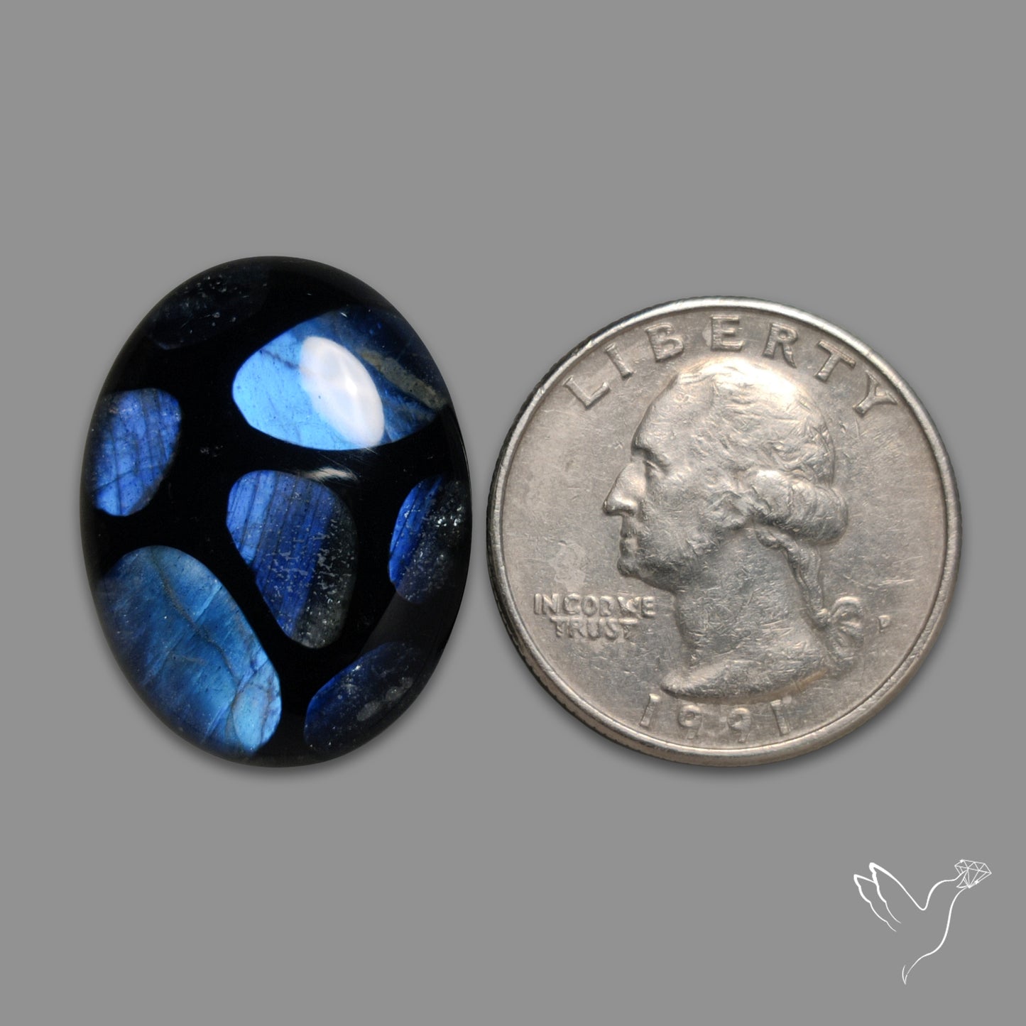 Blue Labradorite Inlay Black Onyx