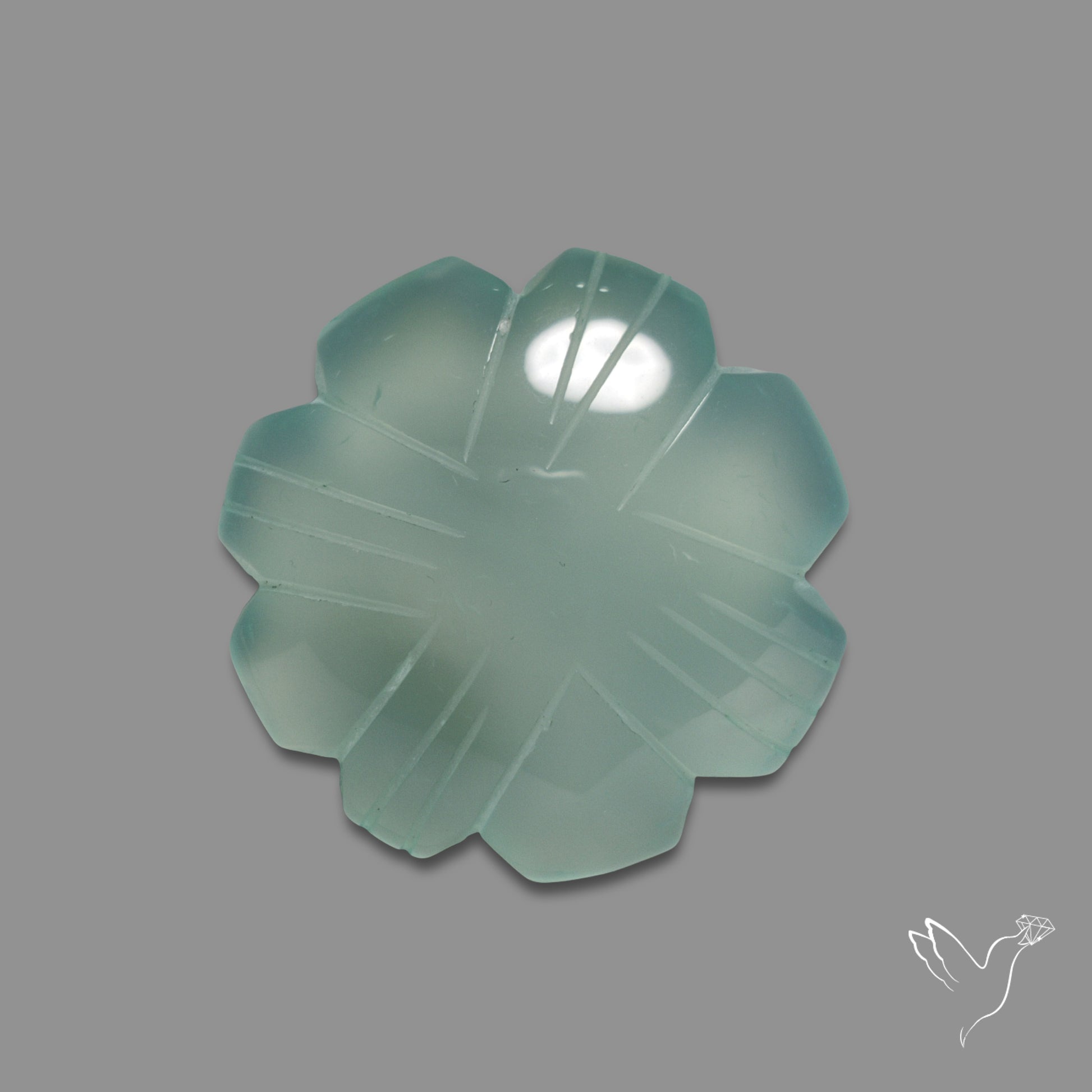 Aqua Chalcedony Flower Carving