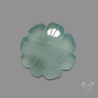 Aqua Chalcedony Flower Carving