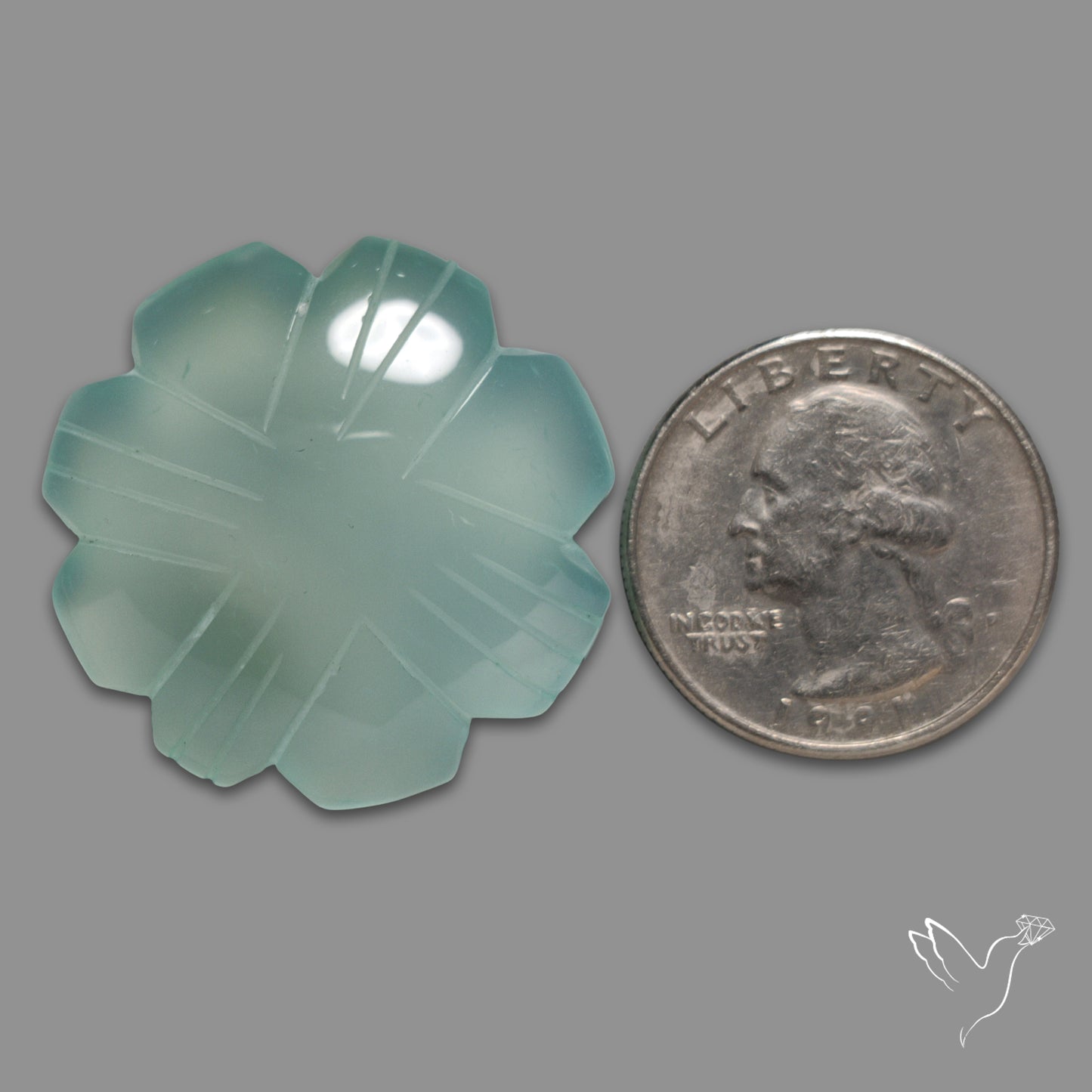 Aqua Chalcedony Flower Carving