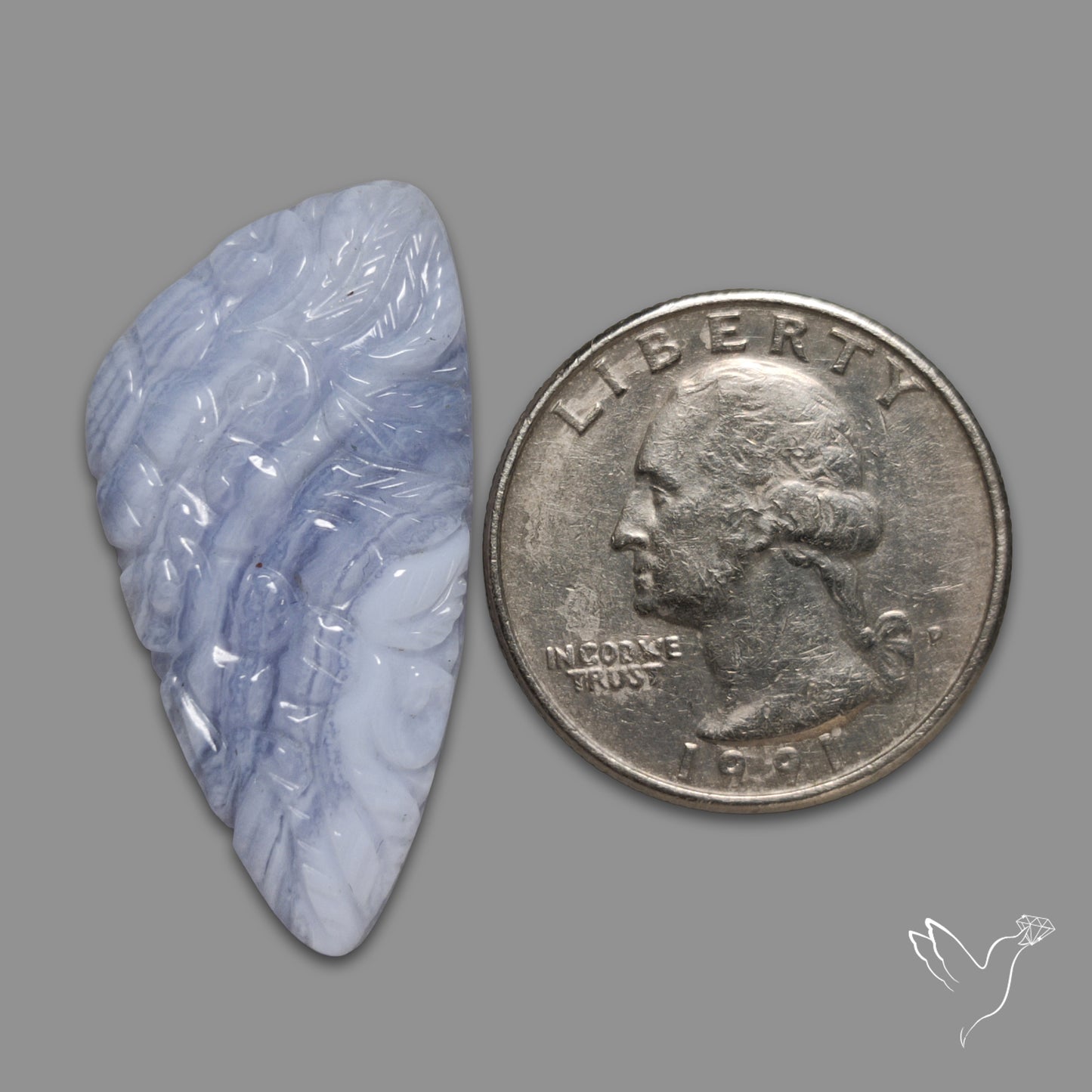Blue Lace Agate Mughal Carving
