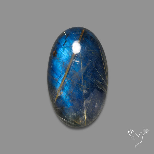 Golden Rutilated Quartz With Blue Labradorite Doublet